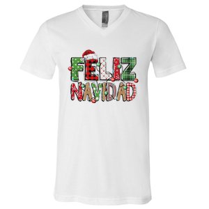 Funny Feliz Navidad Spanish Merry Christmas Christmas Lights Family Matching V-Neck T-Shirt