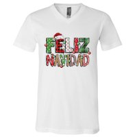 Funny Feliz Navidad Spanish Merry Christmas Christmas Lights Family Matching V-Neck T-Shirt