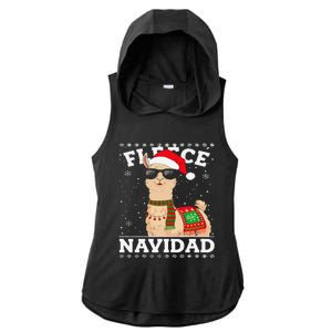 Fleece Feliz Navidad Cute Llama Christmas Ladies PosiCharge Tri-Blend Wicking Draft Hoodie Tank