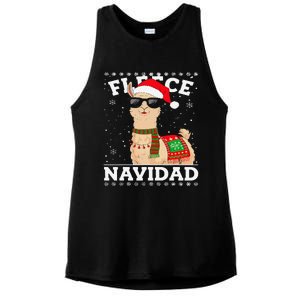 Fleece Feliz Navidad Cute Llama Christmas Ladies PosiCharge Tri-Blend Wicking Tank