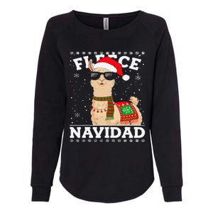 Fleece Feliz Navidad Cute Llama Christmas Womens California Wash Sweatshirt