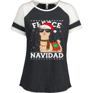 Fleece Feliz Navidad Cute Llama Christmas Enza Ladies Jersey Colorblock Tee