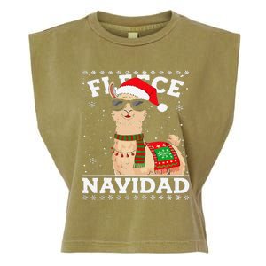 Fleece Feliz Navidad Cute Llama Christmas Garment-Dyed Women's Muscle Tee