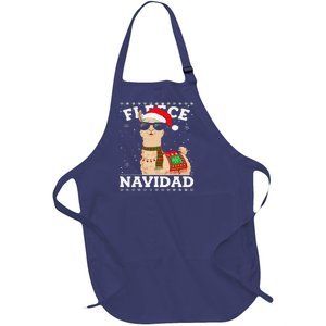 Fleece Feliz Navidad Cute Llama Christmas Full-Length Apron With Pockets