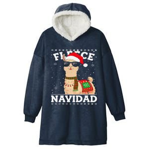 Fleece Feliz Navidad Cute Llama Christmas Hooded Wearable Blanket