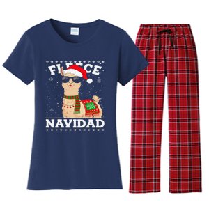 Fleece Feliz Navidad Cute Llama Christmas Women's Flannel Pajama Set