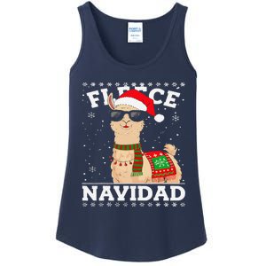 Fleece Feliz Navidad Cute Llama Christmas Ladies Essential Tank