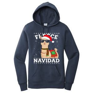 Fleece Feliz Navidad Cute Llama Christmas Women's Pullover Hoodie