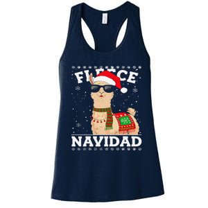 Fleece Feliz Navidad Cute Llama Christmas Women's Racerback Tank