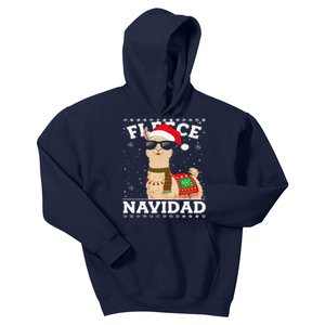 Fleece Feliz Navidad Cute Llama Christmas Kids Hoodie