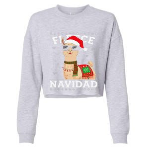 Fleece Feliz Navidad Cute Llama Christmas Cropped Pullover Crew