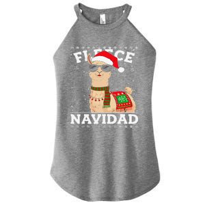 Fleece Feliz Navidad Cute Llama Christmas Women's Perfect Tri Rocker Tank