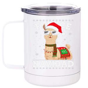 Fleece Feliz Navidad Cute Llama Christmas 12 oz Stainless Steel Tumbler Cup