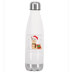 Fleece Feliz Navidad Cute Llama Christmas Stainless Steel Insulated Water Bottle