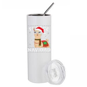 Fleece Feliz Navidad Cute Llama Christmas Stainless Steel Tumbler