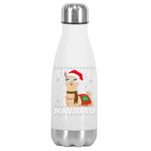 Fleece Feliz Navidad Cute Llama Christmas Stainless Steel Insulated Water Bottle