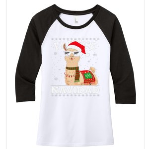 Fleece Feliz Navidad Cute Llama Christmas Women's Tri-Blend 3/4-Sleeve Raglan Shirt