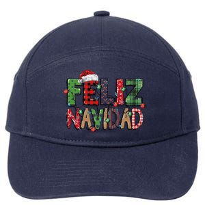 Funny Feliz Navidad Spanish Merry Christmas Christmas Lights Family Matching 7-Panel Snapback Hat