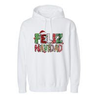 Funny Feliz Navidad Spanish Merry Christmas Christmas Lights Family Matching Garment-Dyed Fleece Hoodie