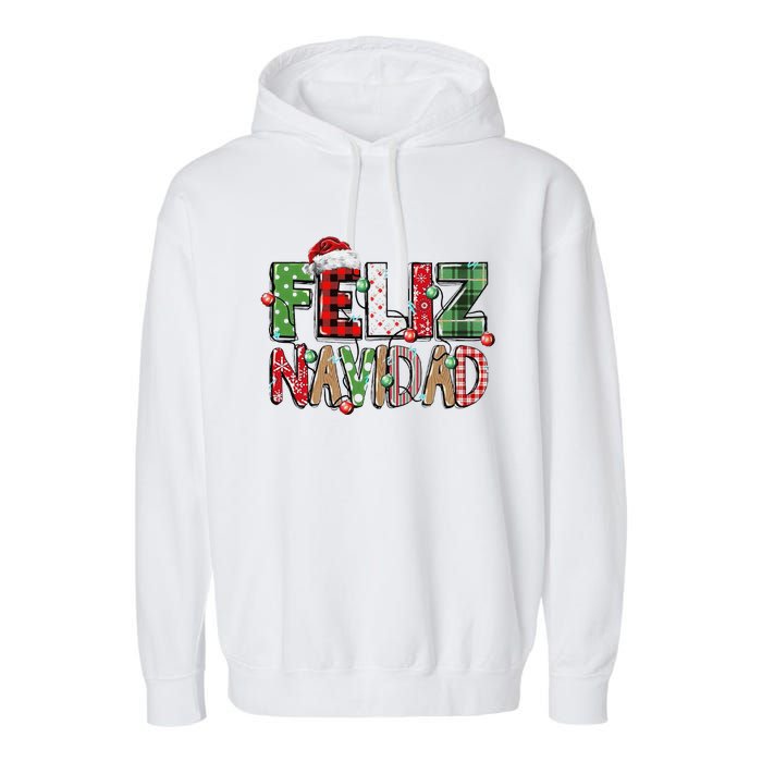 Funny Feliz Navidad Spanish Merry Christmas Christmas Lights Family Matching Garment-Dyed Fleece Hoodie