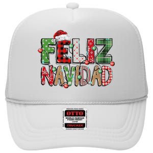 Funny Feliz Navidad Spanish Merry Christmas Christmas Lights Family Matching High Crown Mesh Back Trucker Hat