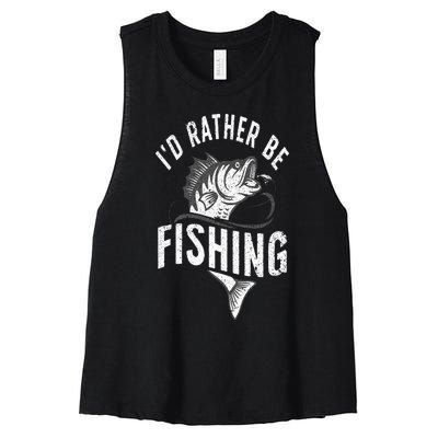 Funny Fishing Novelty Design For Men Women Fish Lovers Women's Racerback Cropped Tank