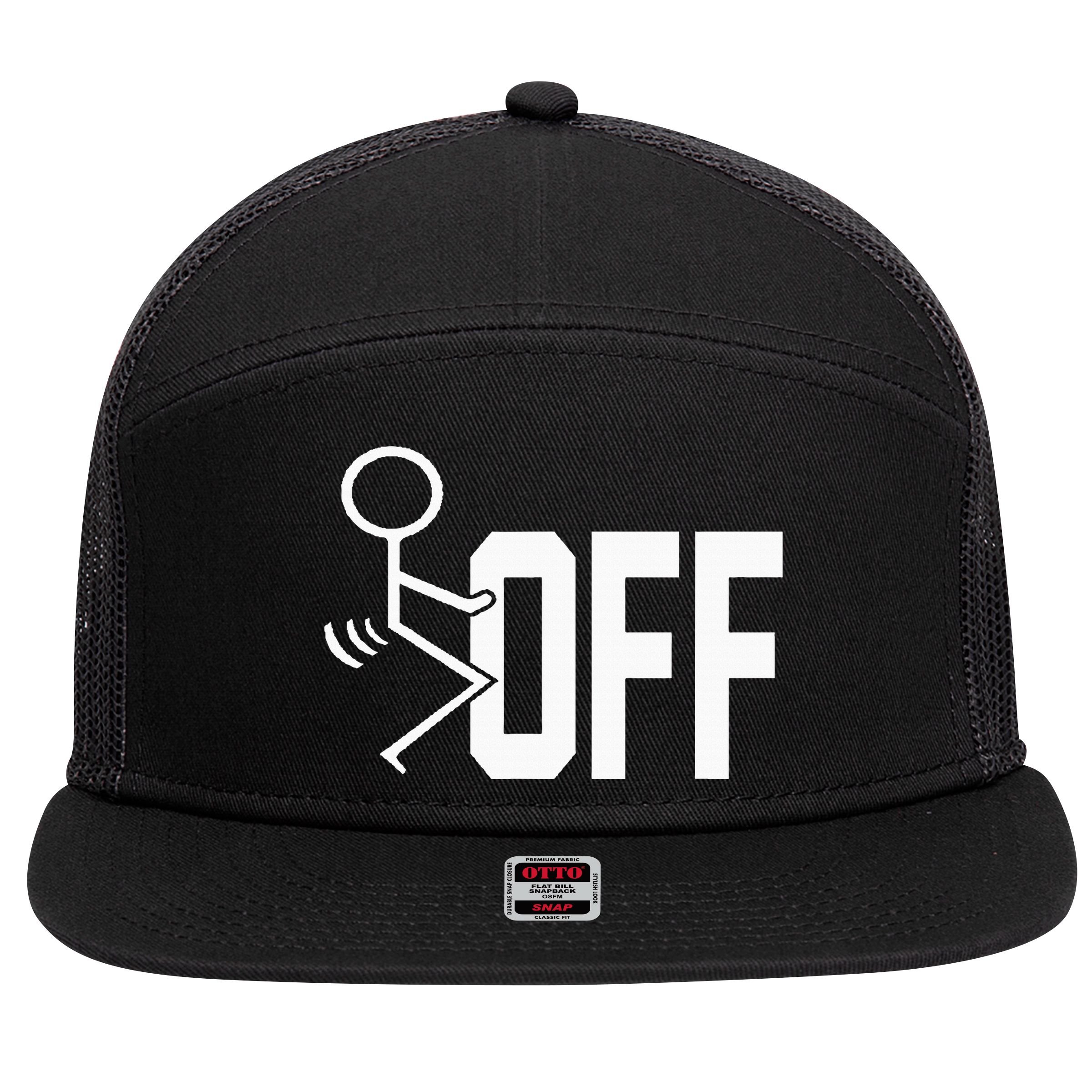 Funny Fuck Off Meme 7 Panel Mesh Trucker Snapback Hat