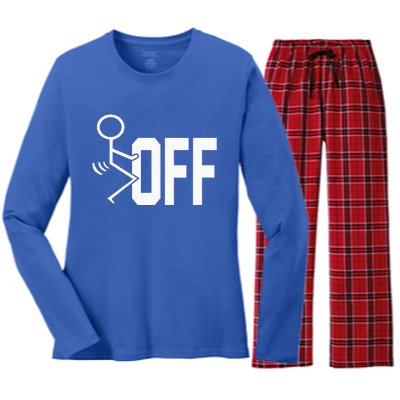 Funny Fuck Off Meme Women's Long Sleeve Flannel Pajama Set 