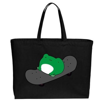 Funny Frog On Skateboard Cotton Canvas Jumbo Tote