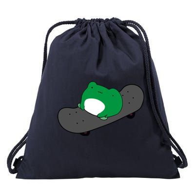 Funny Frog On Skateboard Drawstring Bag