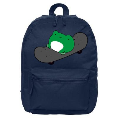 Funny Frog On Skateboard 16 in Basic Backpack