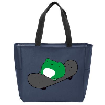 Funny Frog On Skateboard Zip Tote Bag