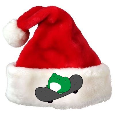 Funny Frog On Skateboard Premium Christmas Santa Hat