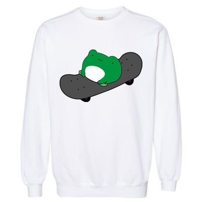 Funny Frog On Skateboard Garment-Dyed Sweatshirt
