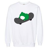 Funny Frog On Skateboard Garment-Dyed Sweatshirt