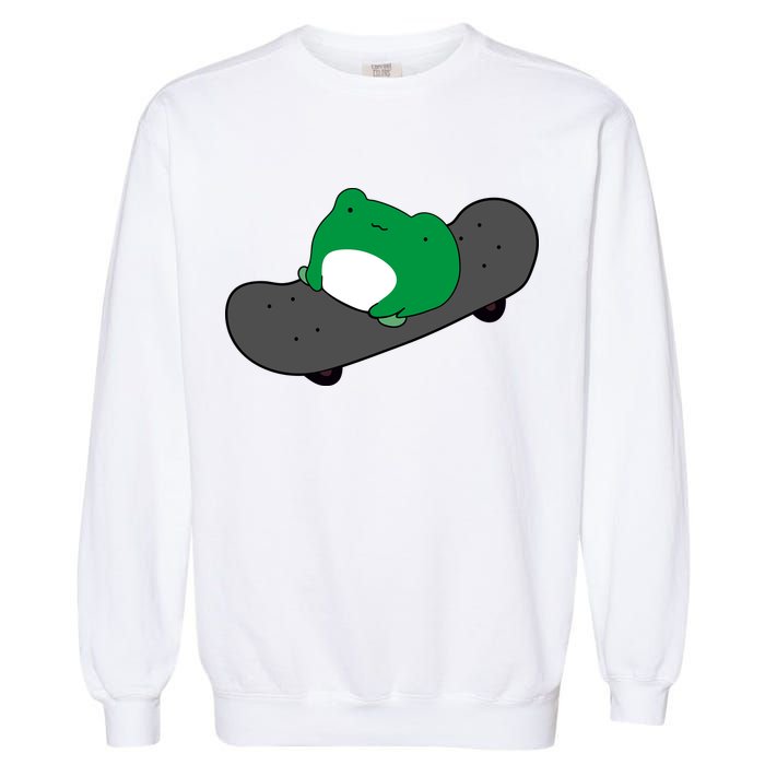 Funny Frog On Skateboard Garment-Dyed Sweatshirt