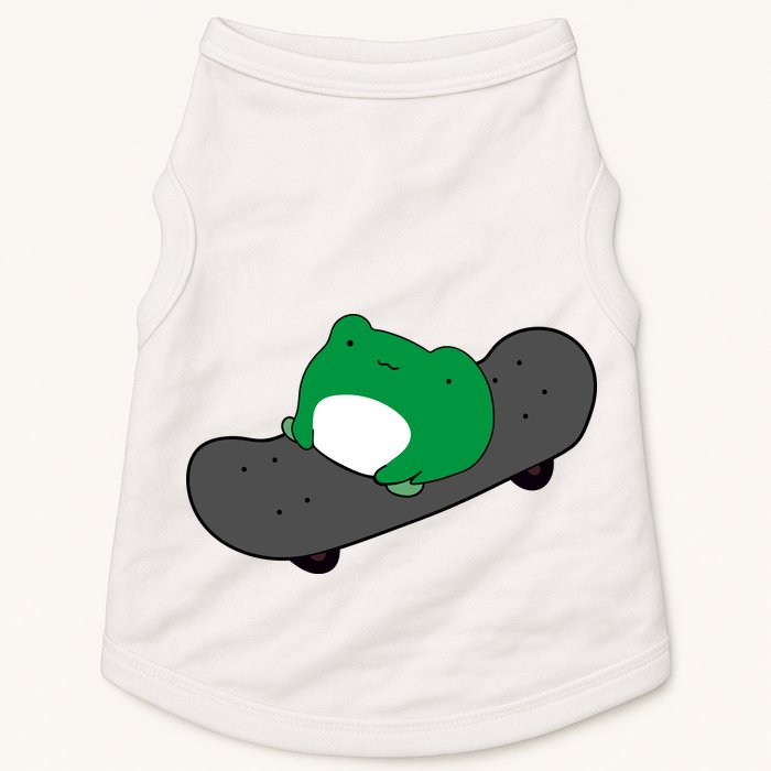 Funny Frog On Skateboard Doggie Tank