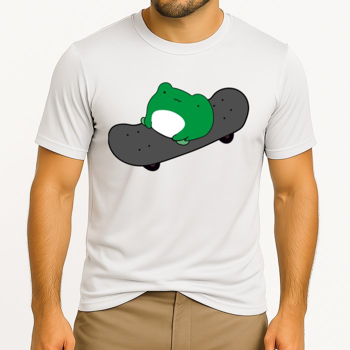 Funny Frog On Skateboard Cooling Performance Crew T-Shirt