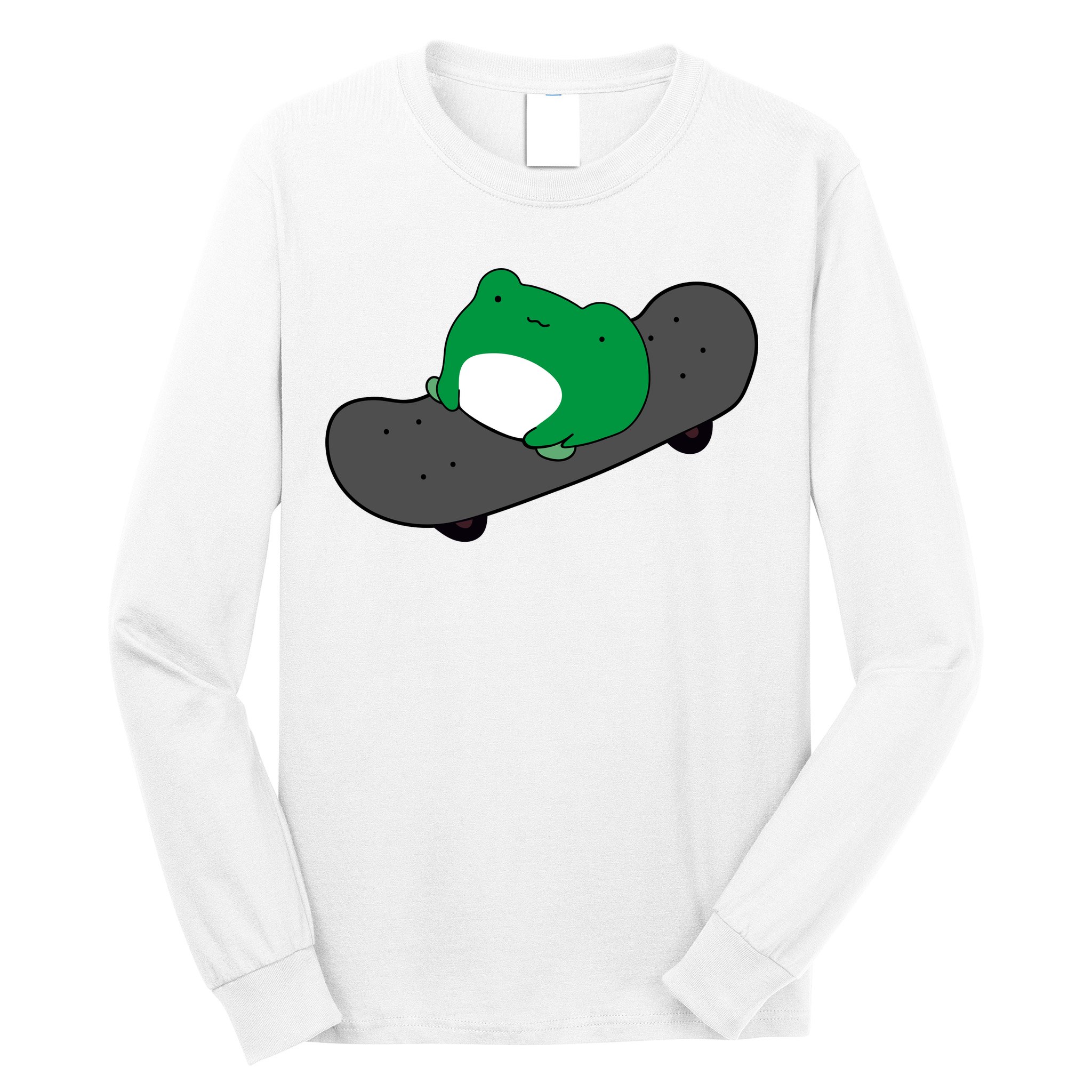 Funny Frog On Skateboard Long Sleeve Shirt