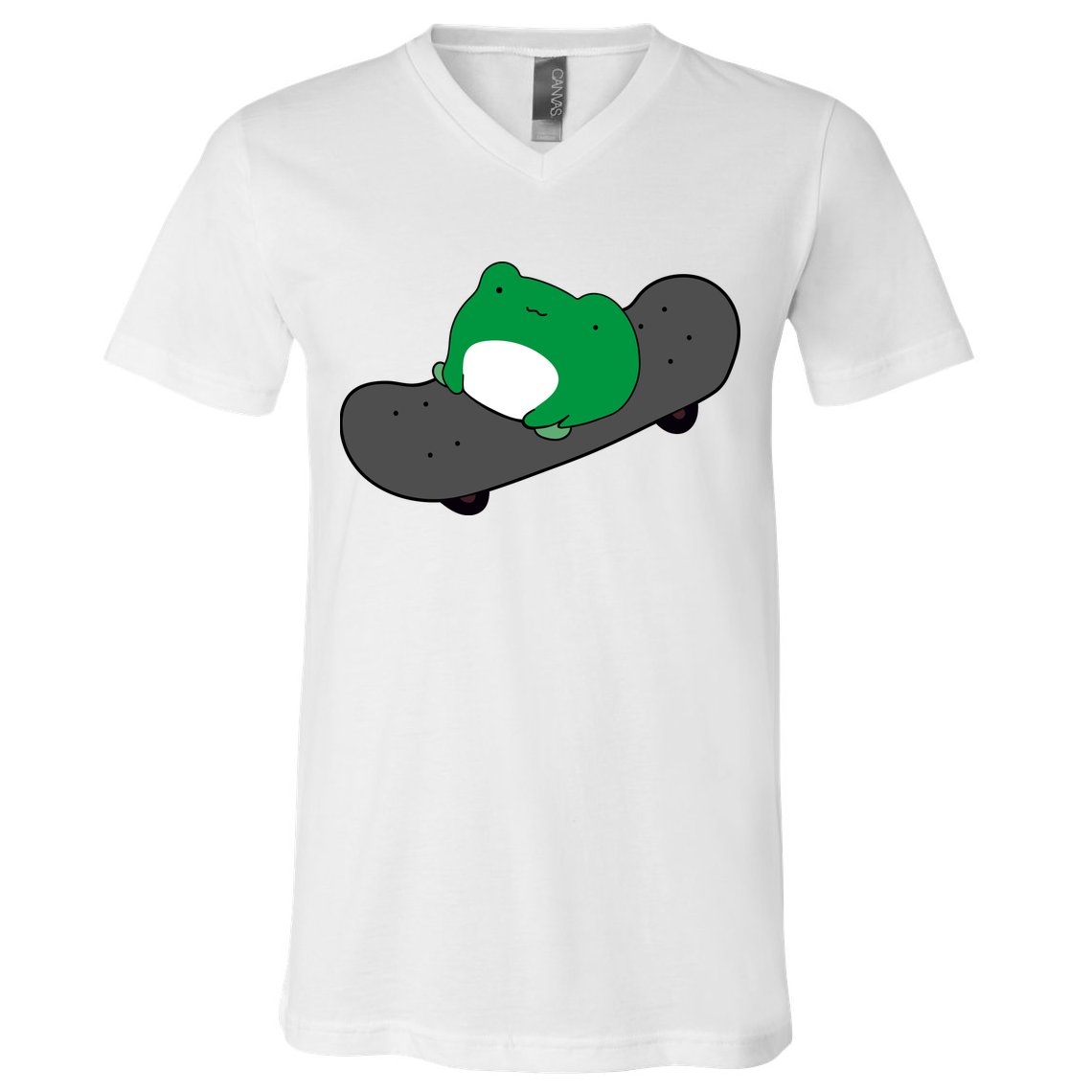 Funny Frog On Skateboard V-Neck T-Shirt