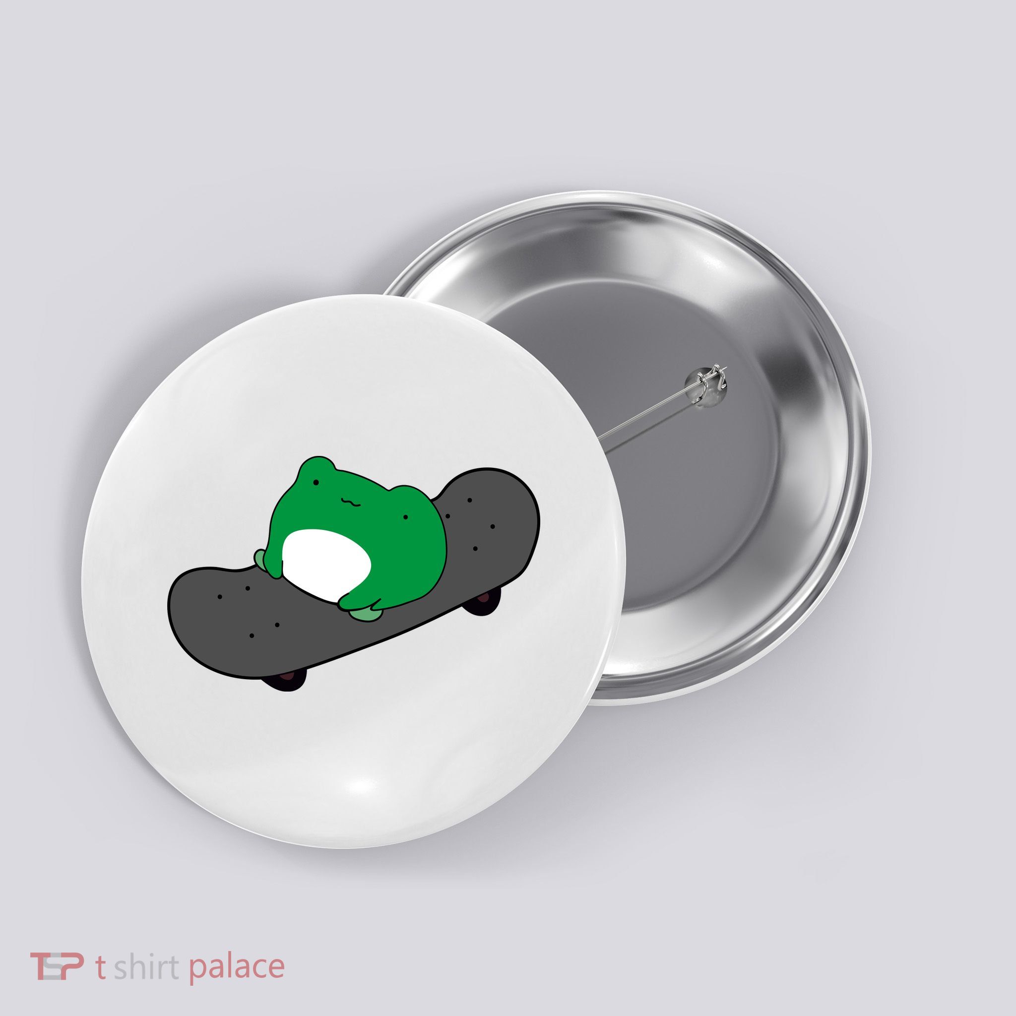 Funny Frog On Skateboard Button