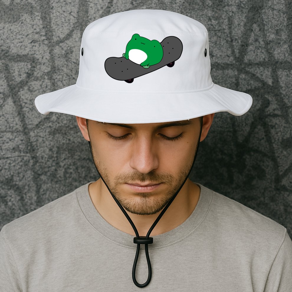 Funny Frog On Skateboard Bucket Hat