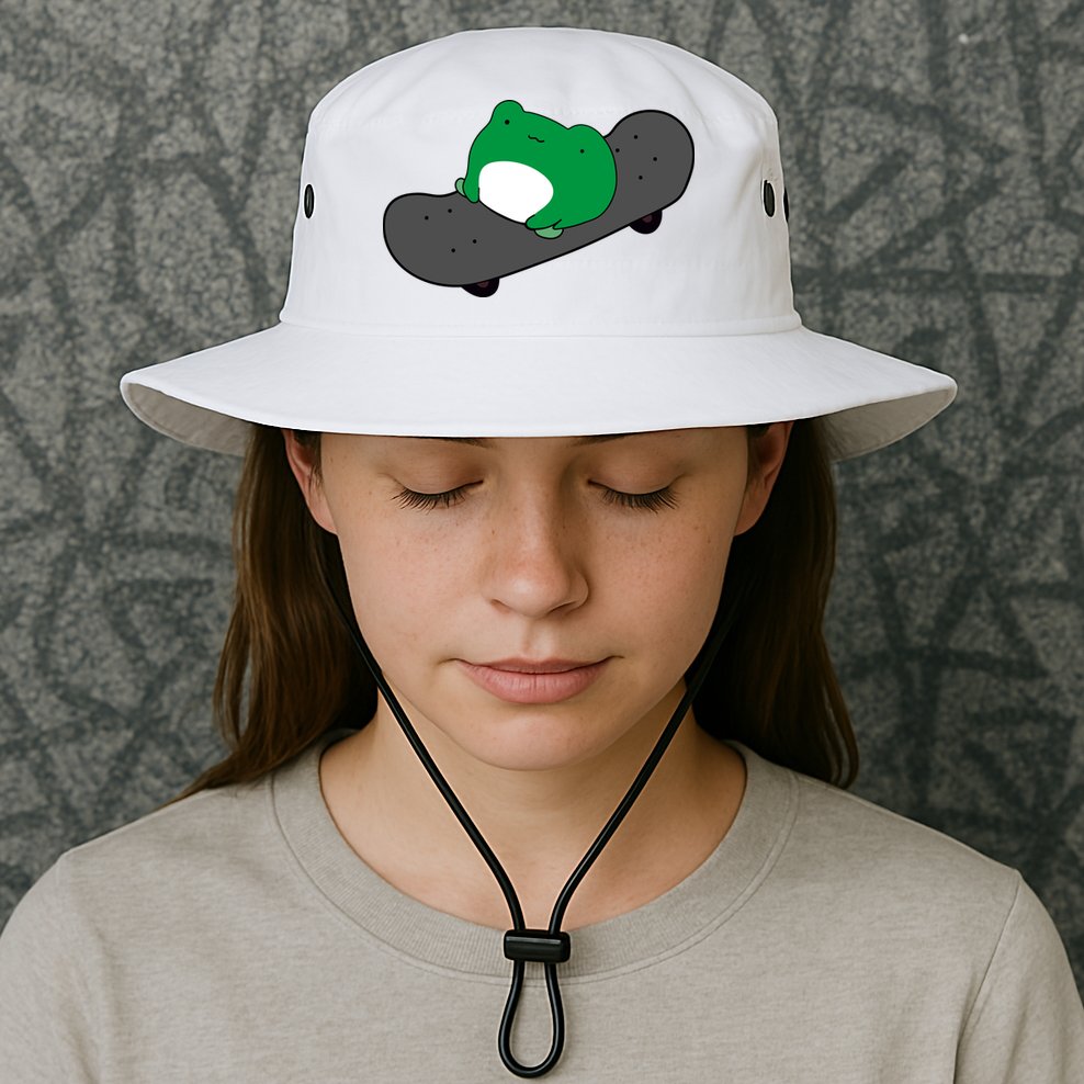 Funny Frog On Skateboard Bucket Hat