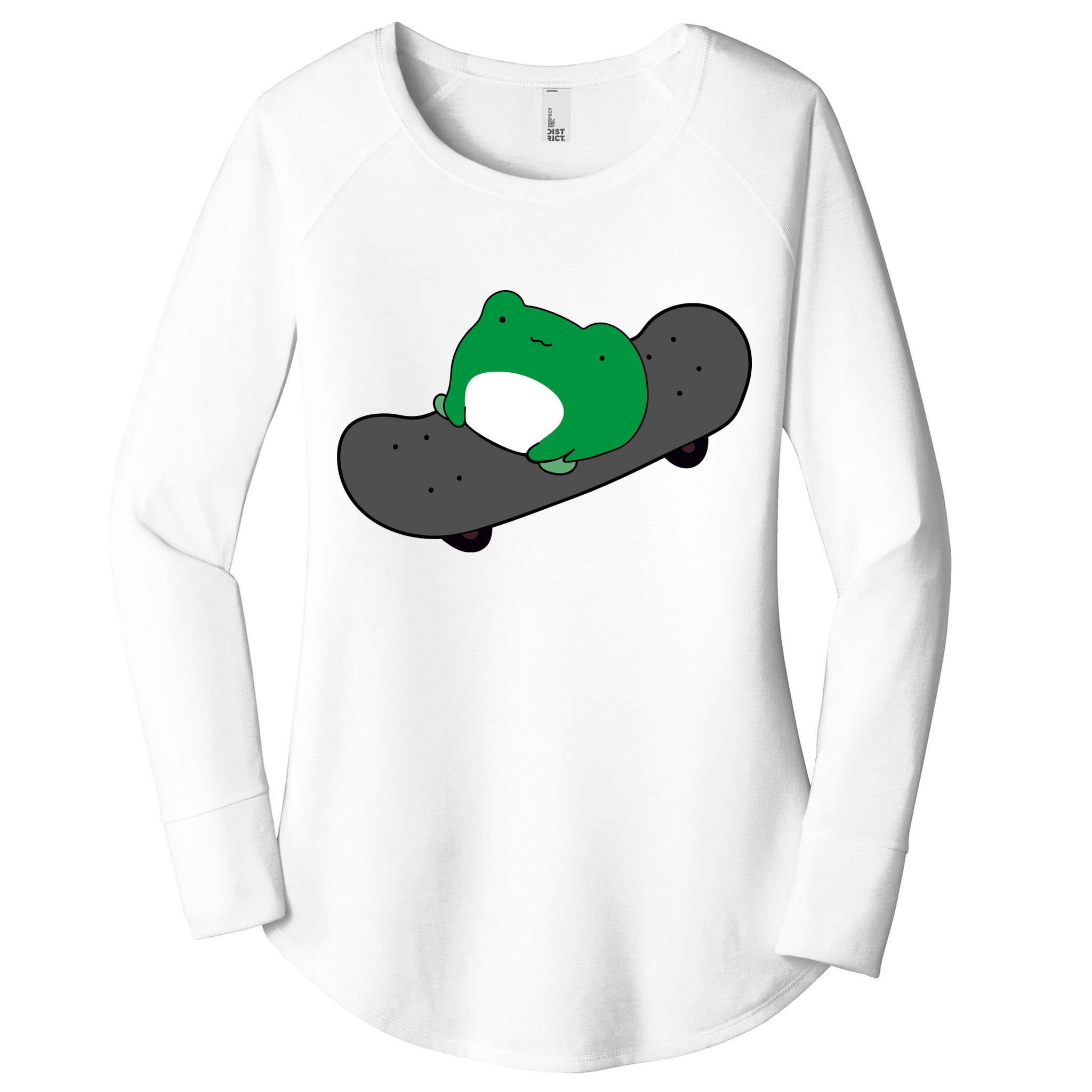 Funny Frog On Skateboard Women's Perfect Tri Tunic Long Sleeve Shirt