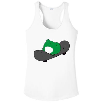 Funny Frog On Skateboard Ladies PosiCharge Competitor Racerback Tank