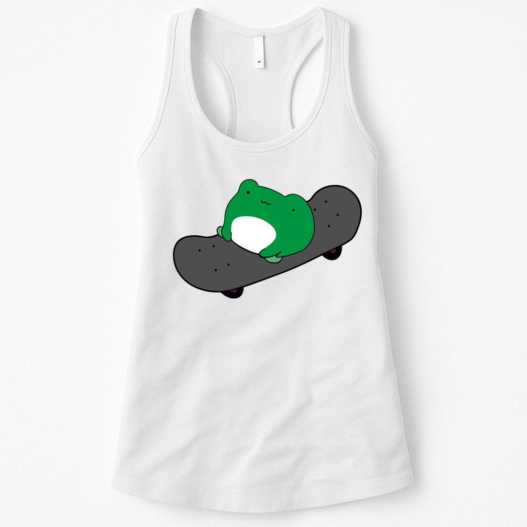 Funny Frog On Skateboard Womens Tank Top