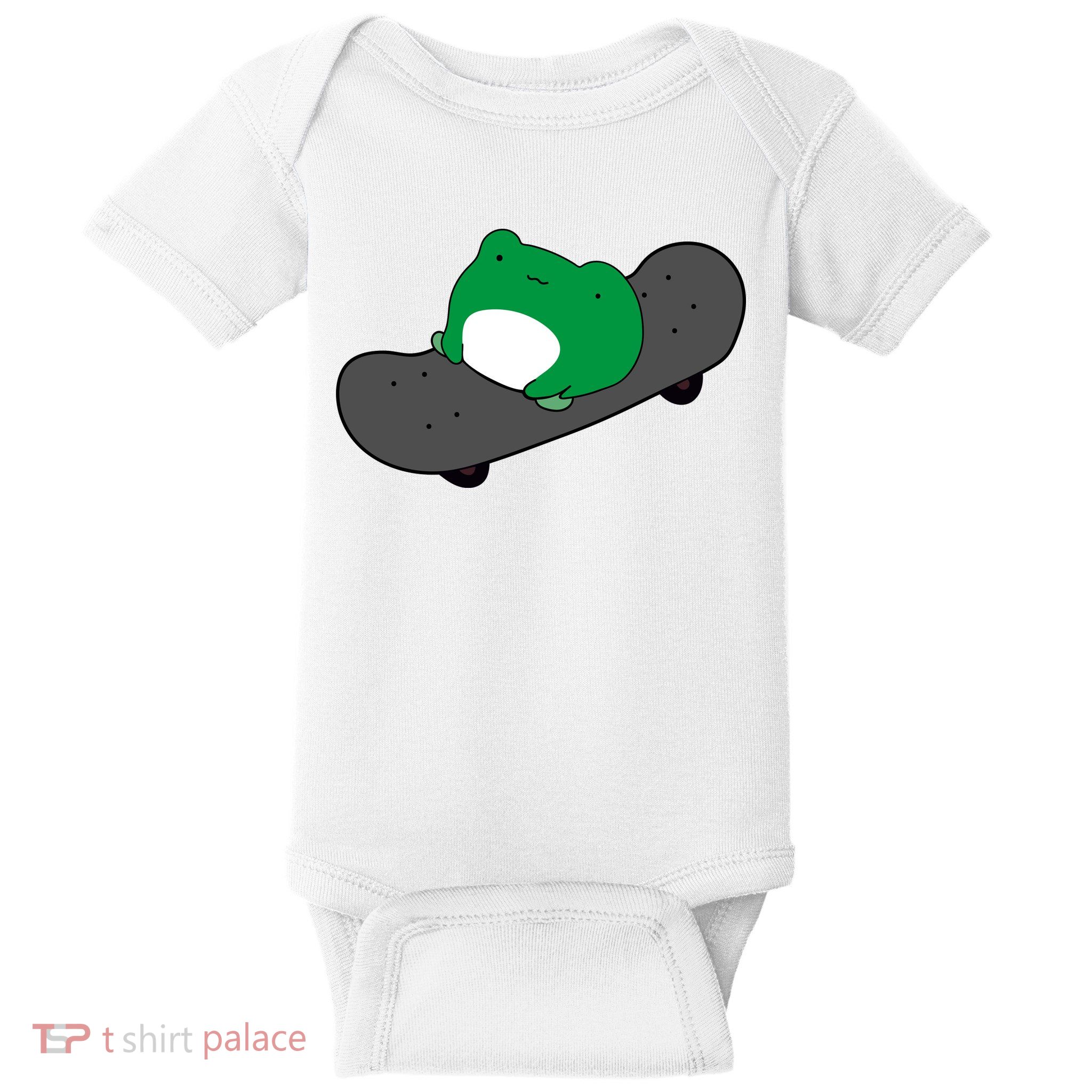 Funny Frog On Skateboard Baby Bodysuit