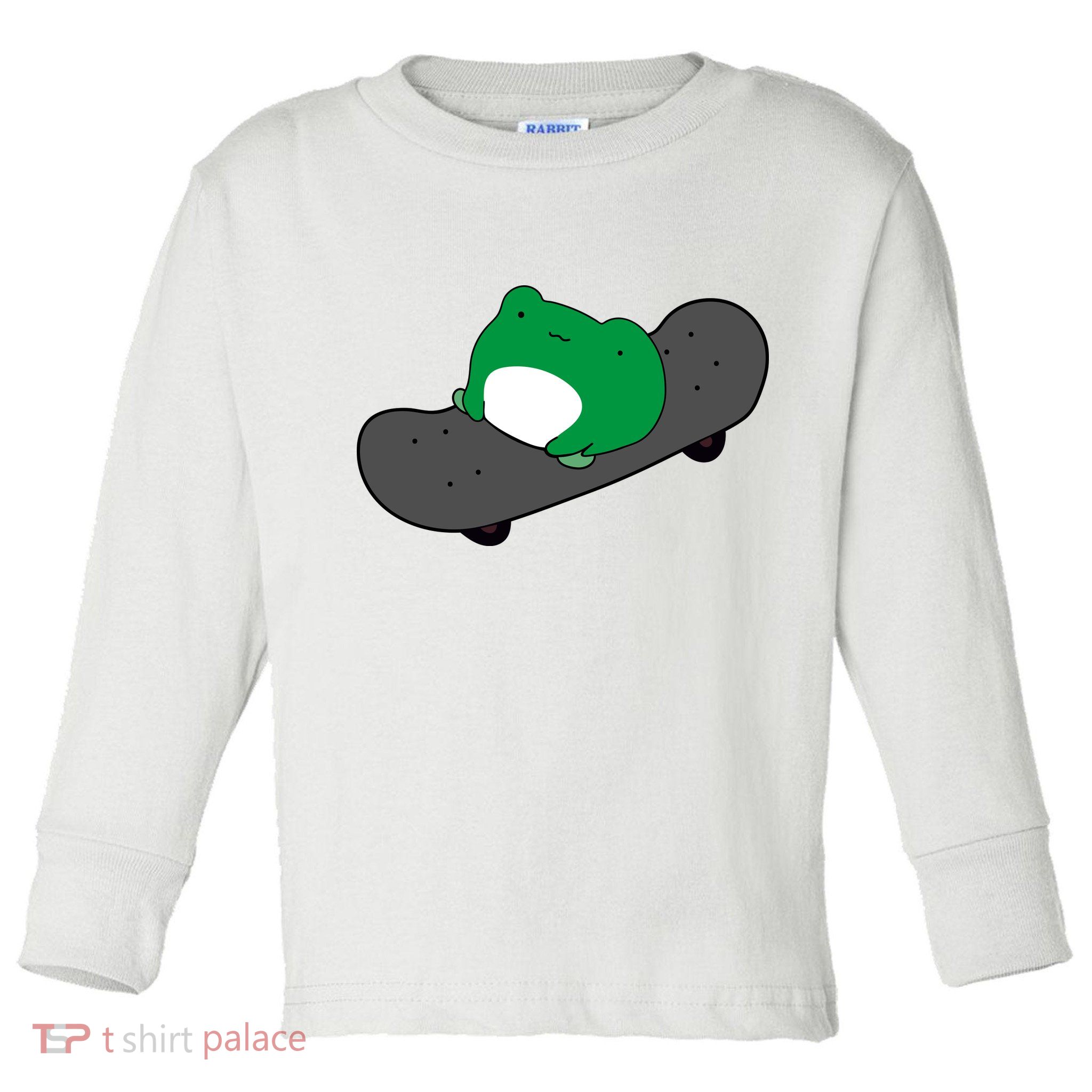 Funny Frog On Skateboard Toddler Long Sleeve Shirt