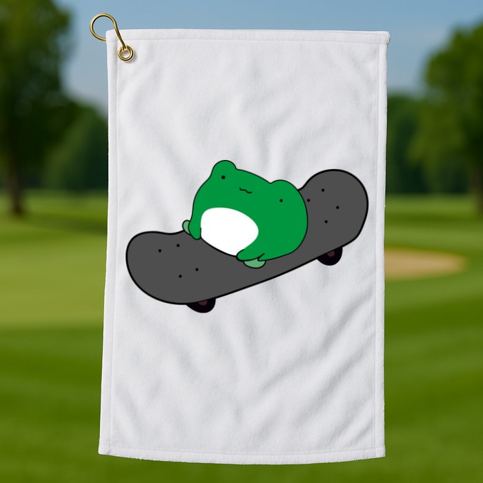 Funny Frog On Skateboard Golf Towel
