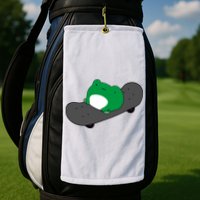 Funny Frog On Skateboard Golf Towel